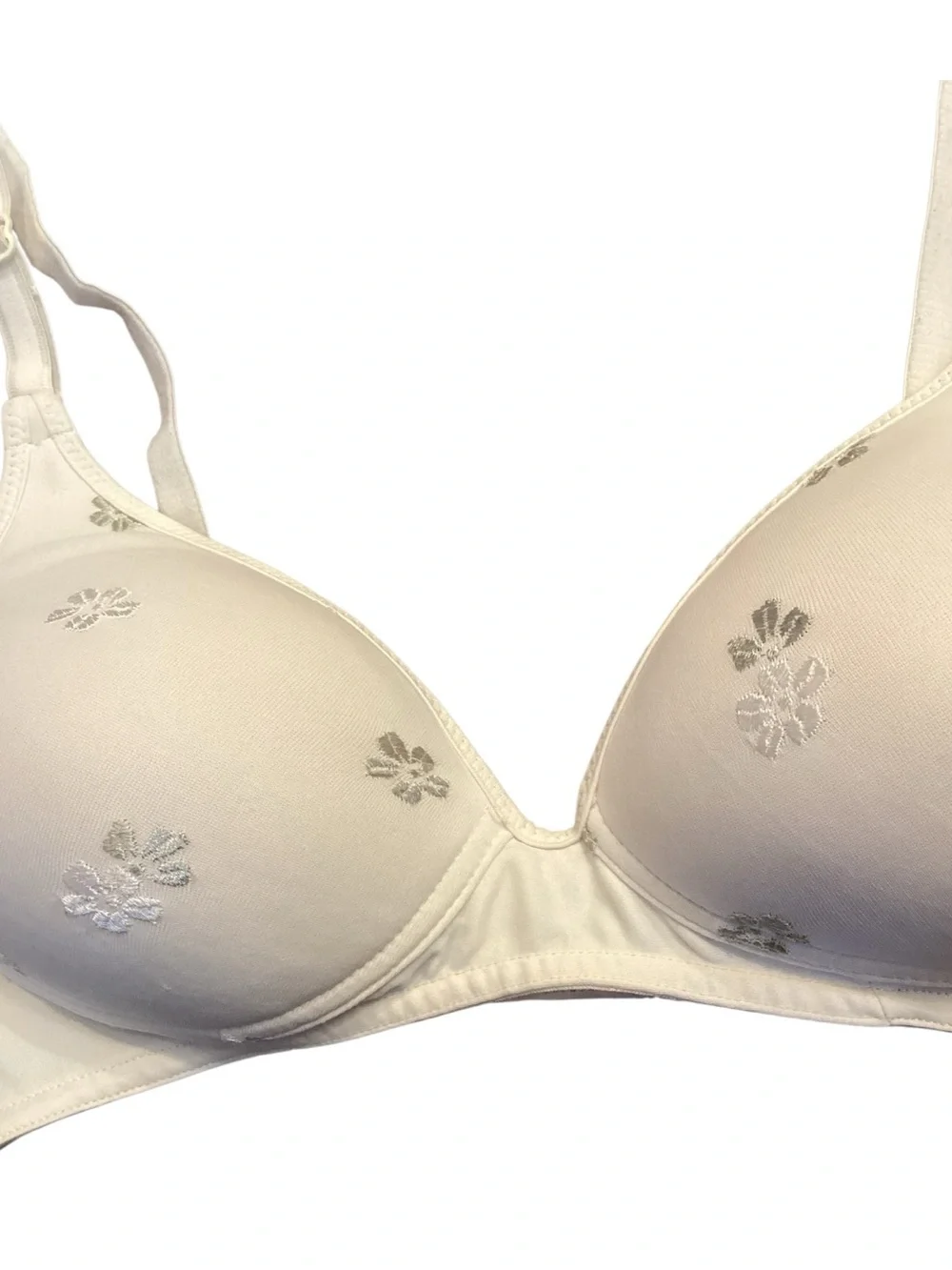 34B Warner’s Wireless Embroidered‎ Floral Bra Ivory Comfort T-Shirt Bra 01289